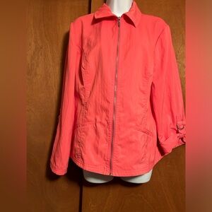 Chico's Women Lightweight Jack Long Sleeve Full Zip Track Jacket Pink Size 2 (L)
